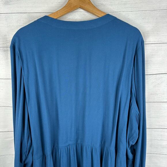 Old Navy Womens size 3X Long Sleeve Pleated Pintuck Tunic Dress Blue - Picture 5 of 10